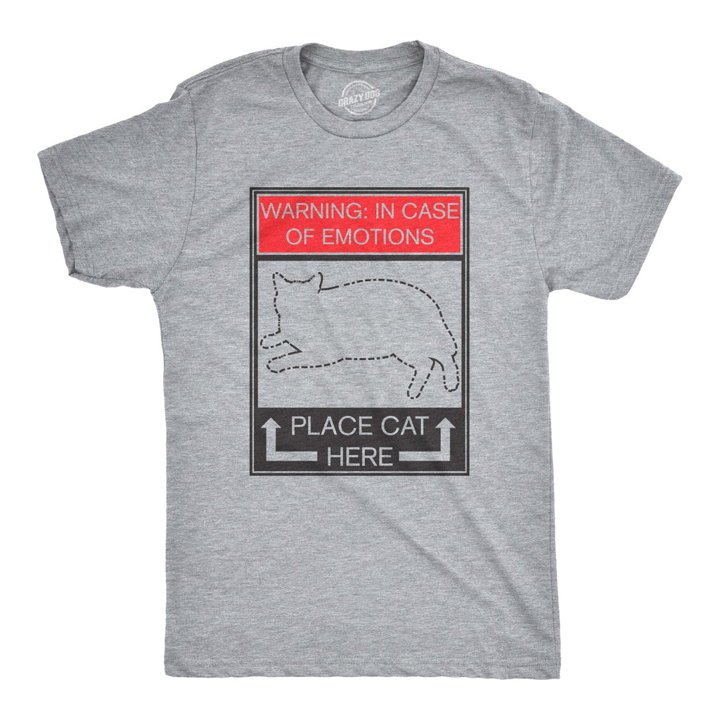 WARNING: In Case of Emotions, Place Cat Here Men's T Shirt