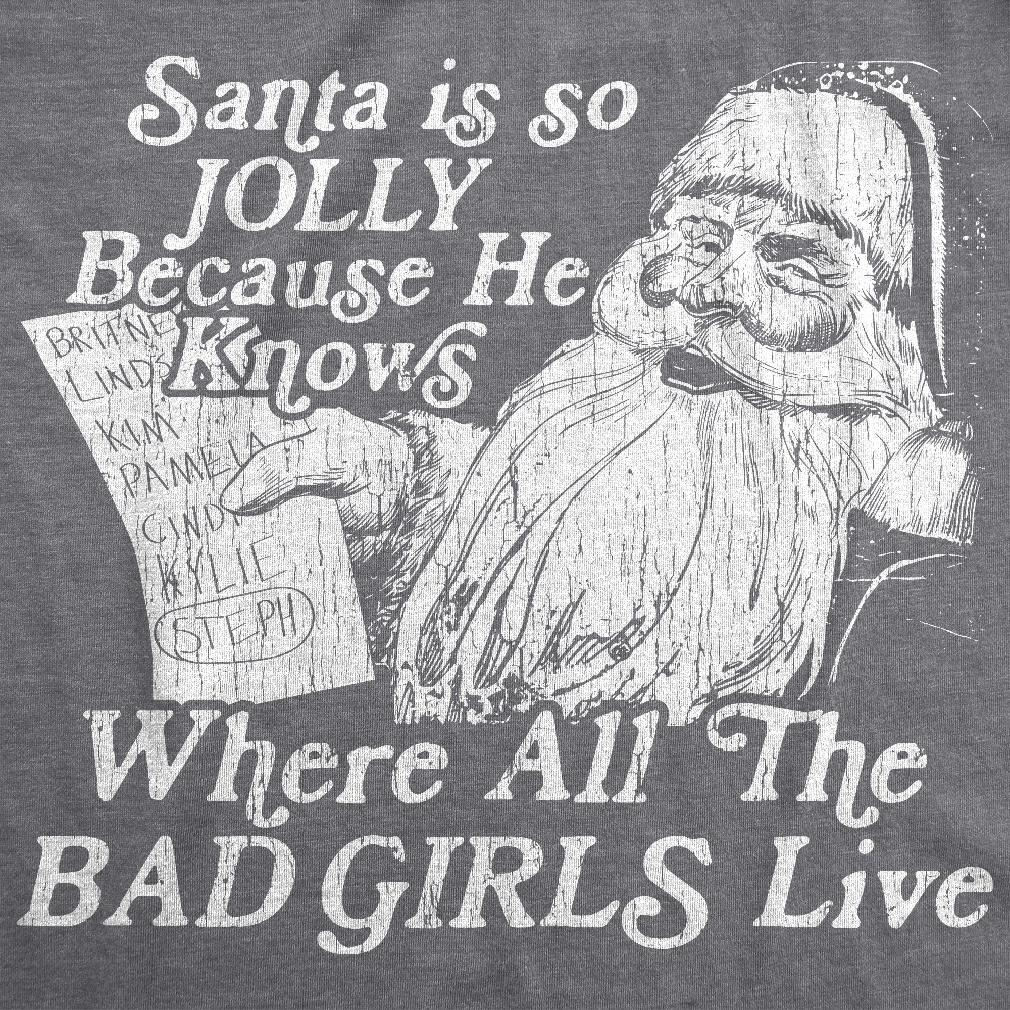 Santa Is Jolly Because He Knows Where The Bad Girls Live Men's T Shirt