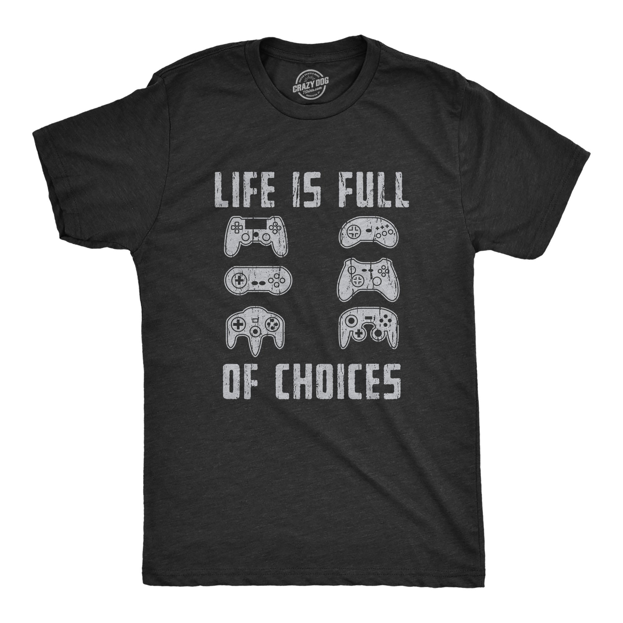 Mens Life Is Full of Choices T Shirt Funny Video Games Joystick Controller Retro Graphic Tee