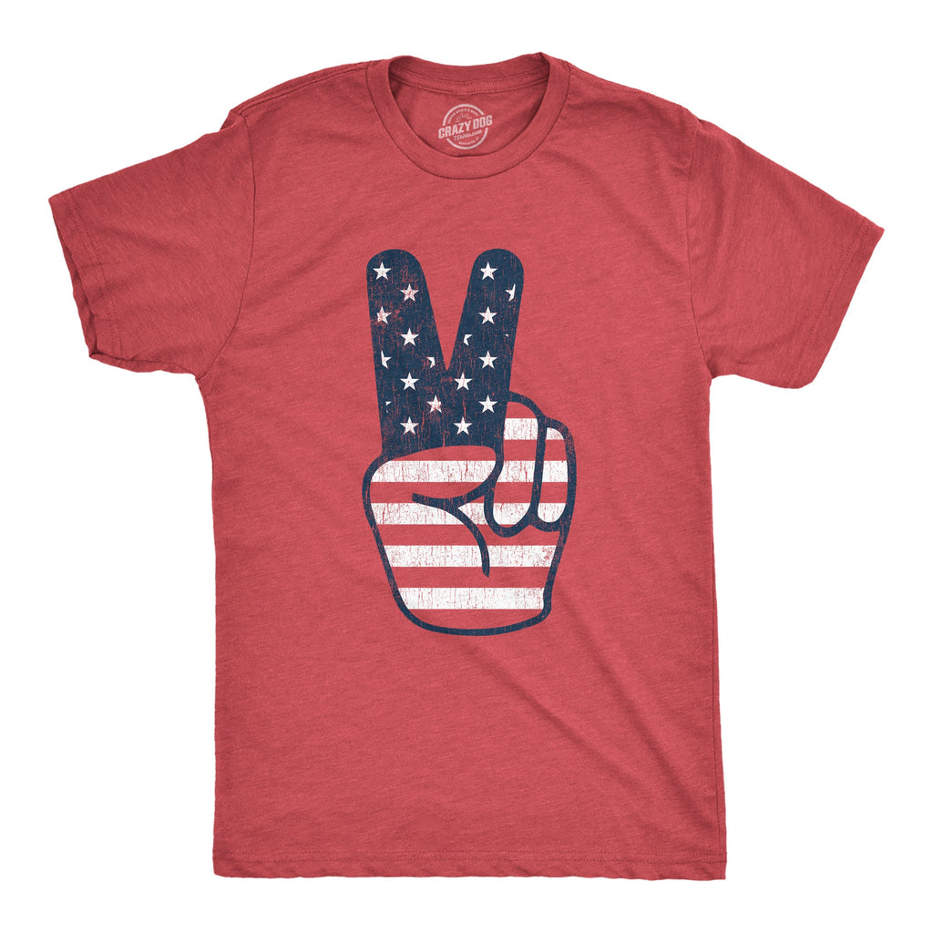 Peace Sign American Flag Men's T Shirt