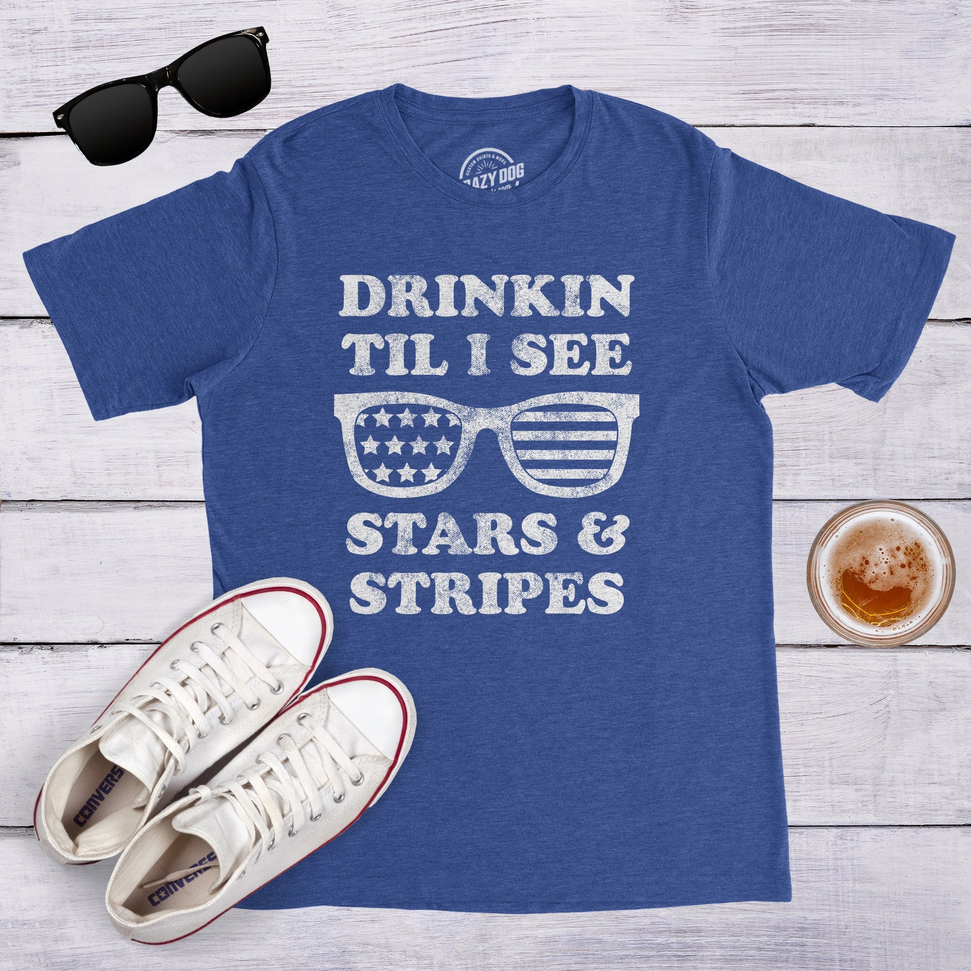 Drinkin Til I See Stars And Stripes Men's T Shirt