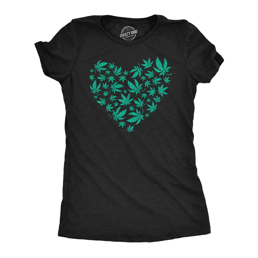Glitter Heart Made Of Pot Leaves Women's T Shirt