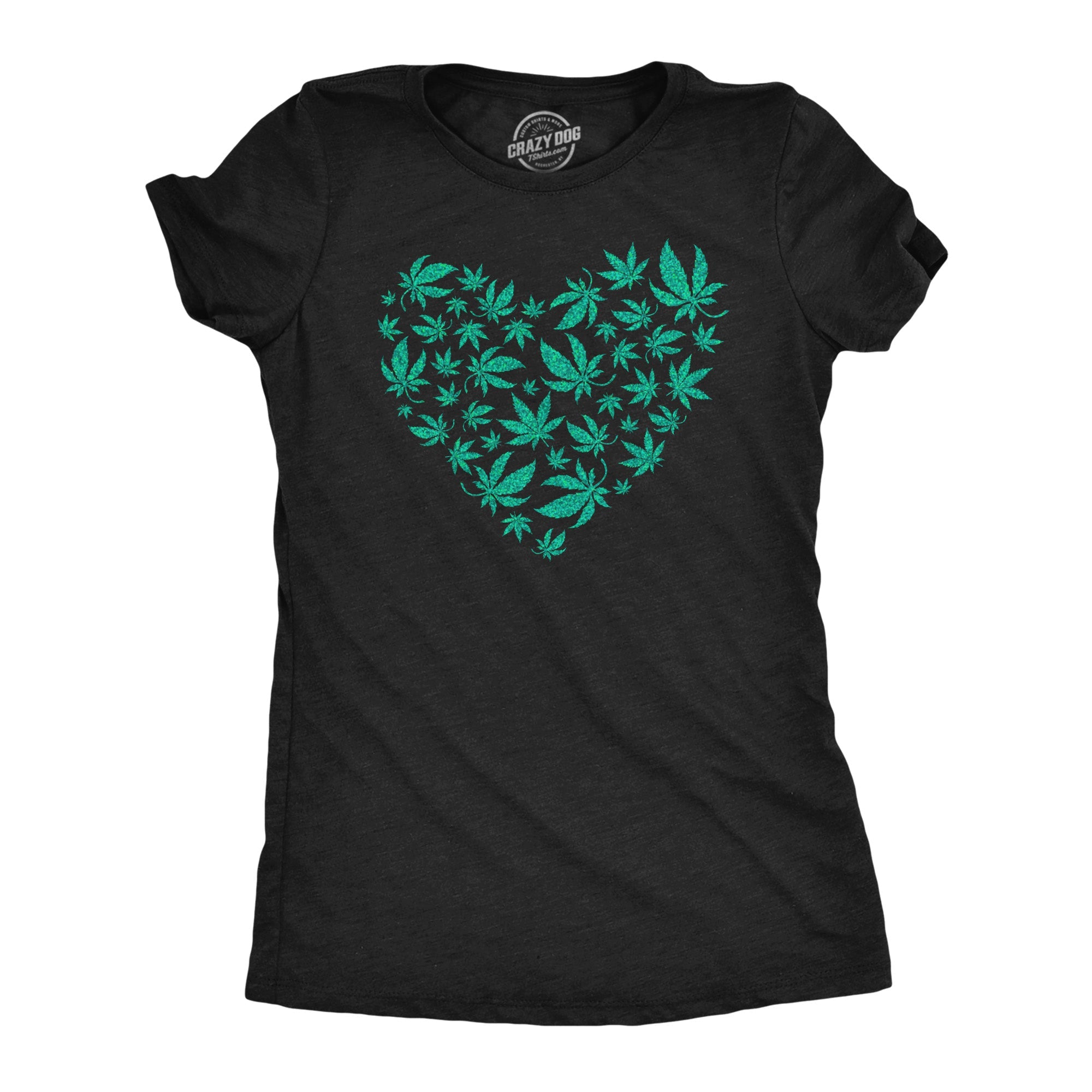 Glitter Heart Made Of Pot Leaves Women's T Shirt
