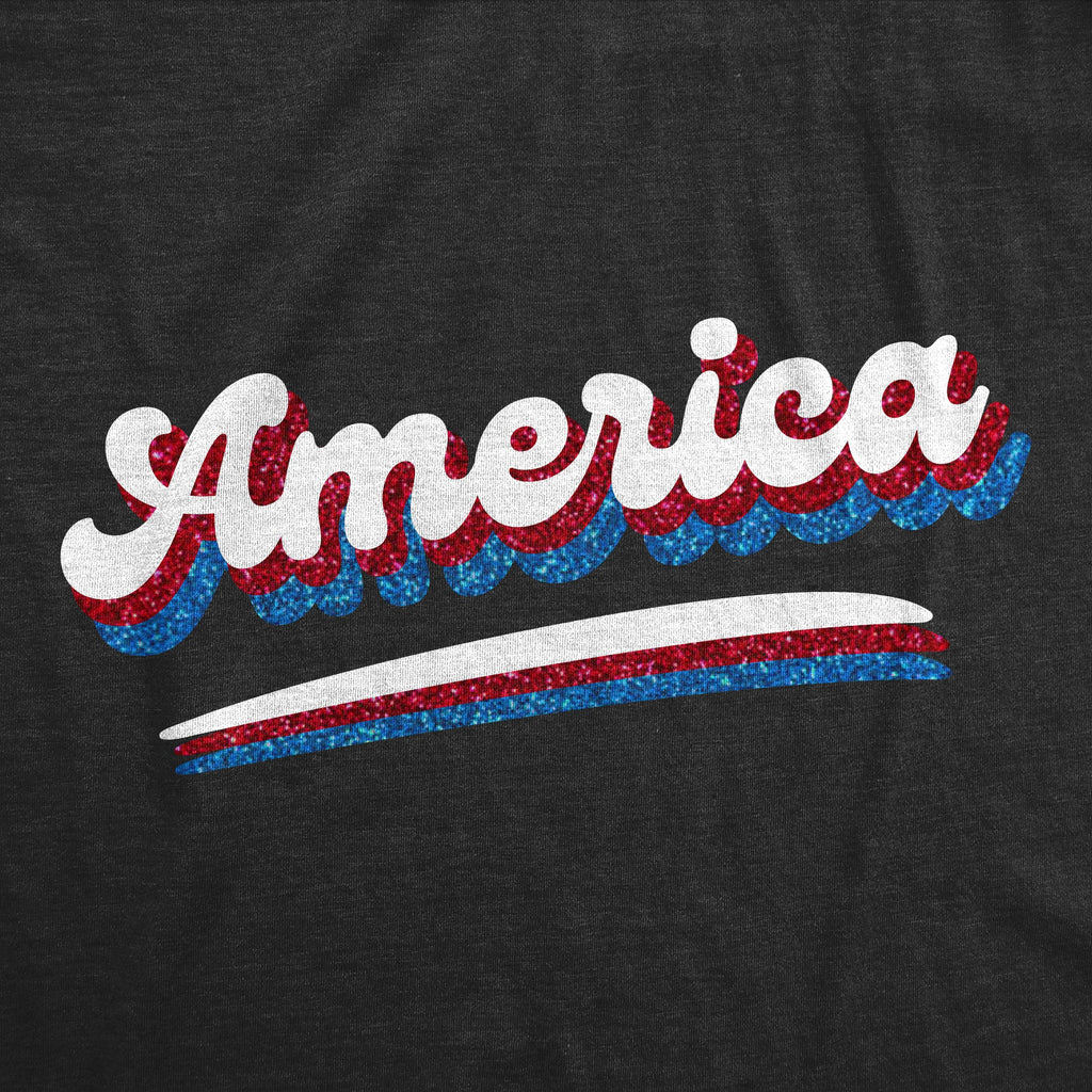 America Retro Glitter Women's T Shirt