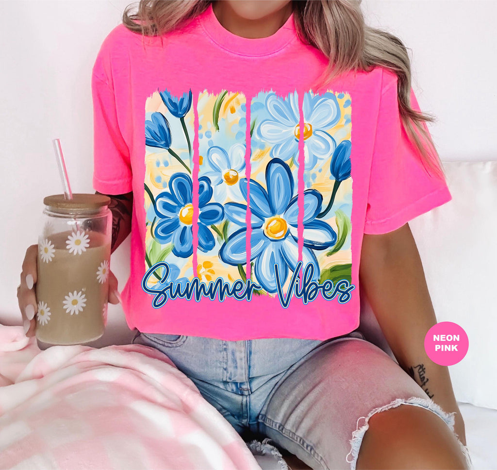 Summer Comfort Colors Floral Summer Vacation Beach Watercolor Neon Summer Summer (2)