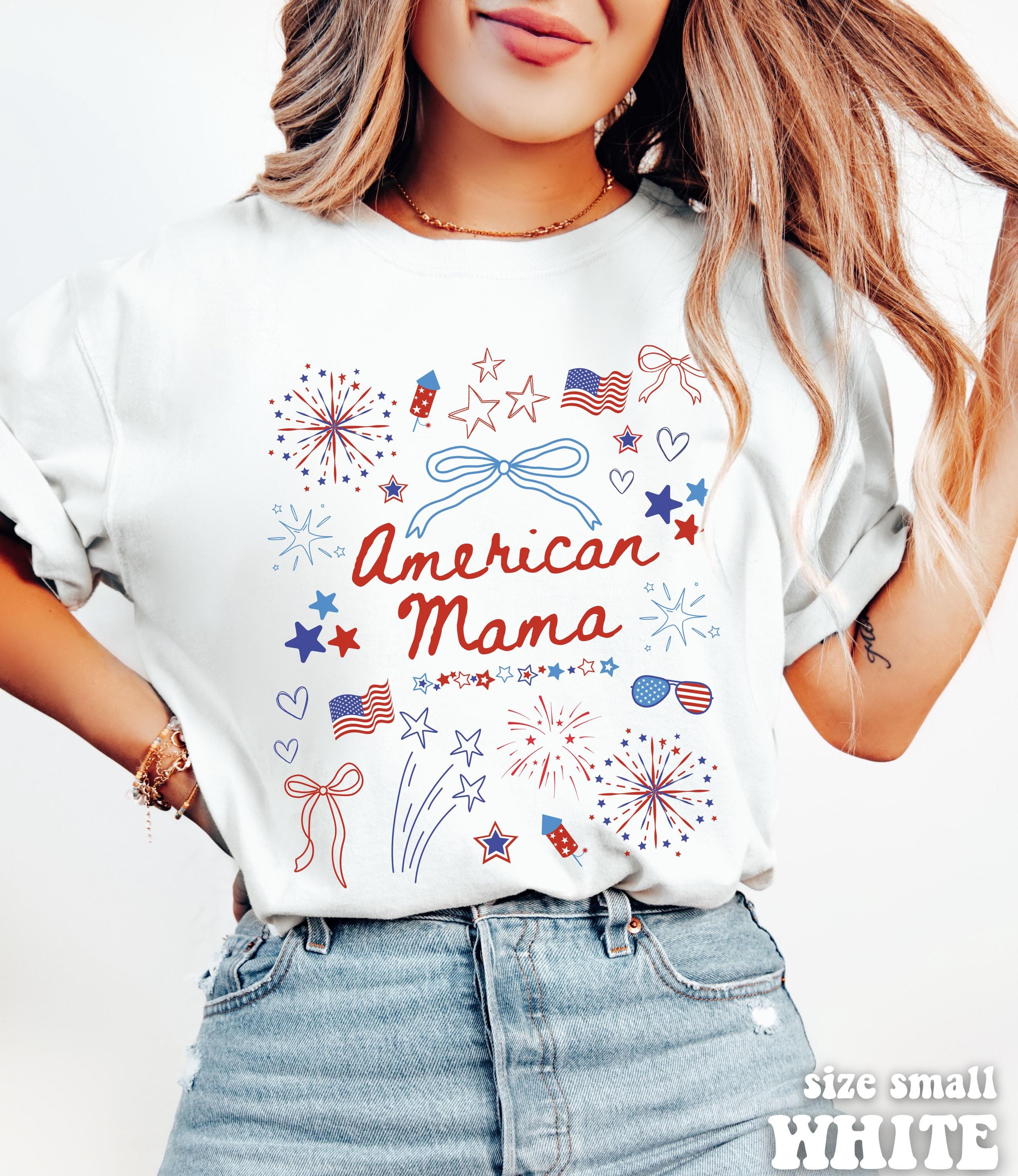 Comfort Colors 4th July Mom American Mama Coquette Bow Independence Day Patriotic Mom Tee July Fourth Mom (2)