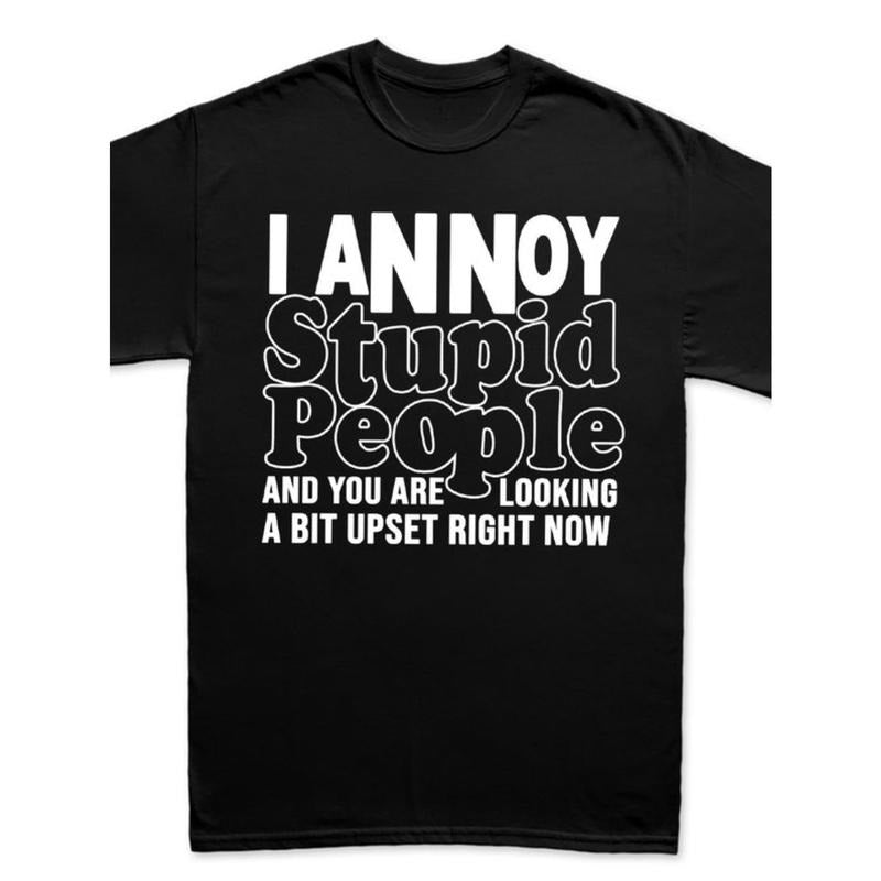 1 Fun Proverbial Men's T-shirt, I Annoy Stupid People shirt, letter print short sleeve, ironic men's T-shirt gift,...