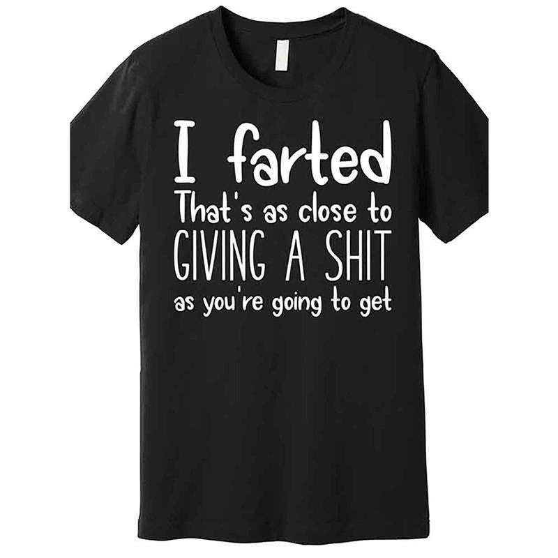 1 men's "I farted" letter-printed crew neck short-sleeved T-shirt, pure cotton summer casual streetwear made in usa...
