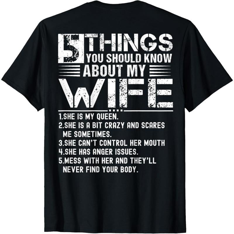 [100% Cotton] 5 Things You Should Know About My Wife (On Back) husband T-Shirt Hoodie, Sweatshirt | TeeBloomCo.com
