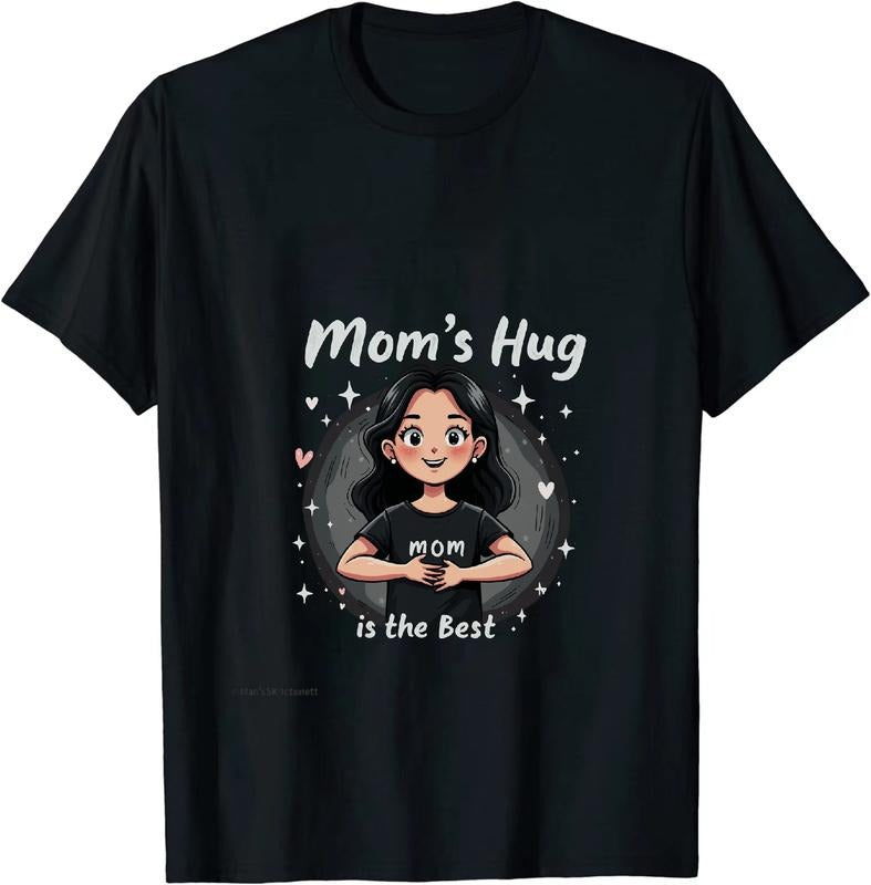 [100% Cotton] Cute Cartoon Girl With Hearts Mom Hug Best T-Shirt Design Hoodie, Sweatshirt | TeeBloomCo.com