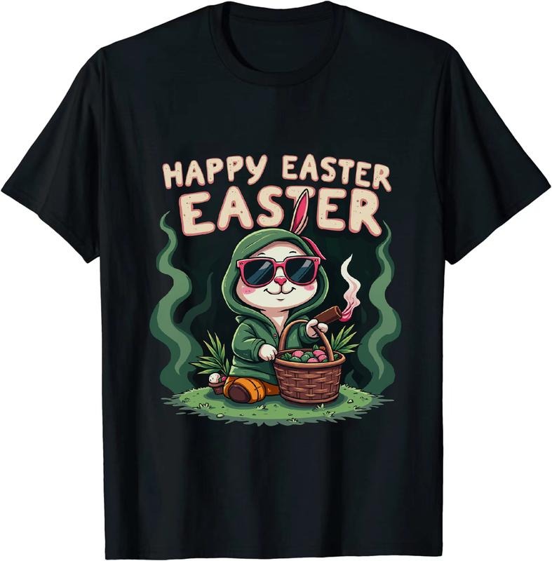 [100% Cotton] Edgy Easter Bunny 420 T - Shirt With Green Smoke Accents Hoodie, Sweatshirt | TeeBloomCo.com