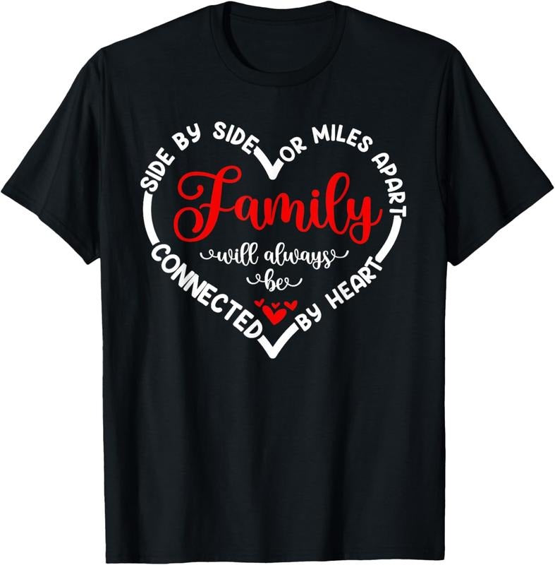 [100% Cotton] Family Love Heart Connected Side By Side Or Miles Apart T-Shirt Hoodie, Sweatshirt | TeeBloomCo.com
