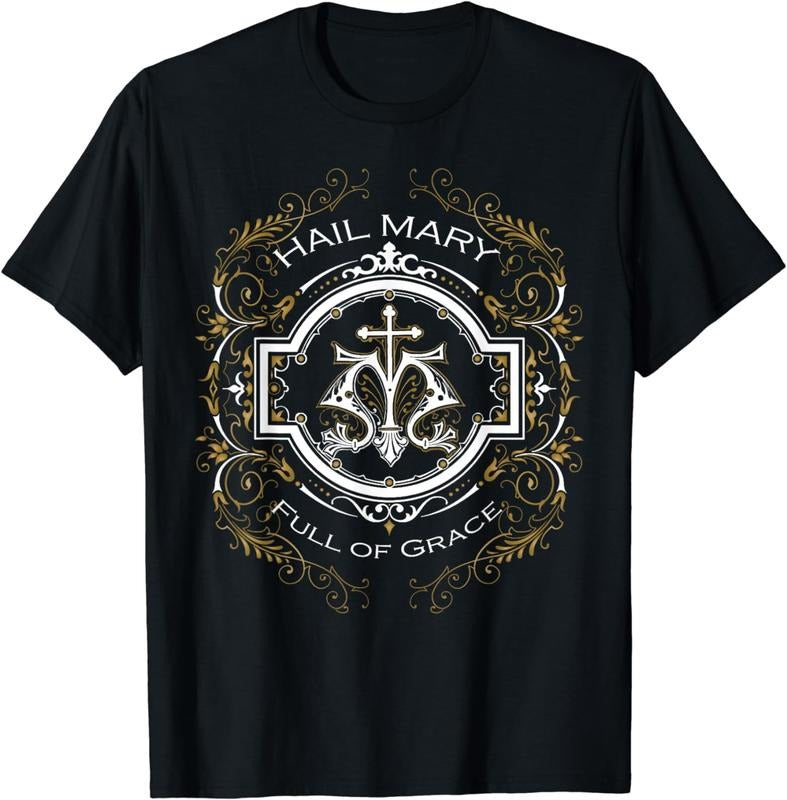 [100% Cotton] Hail Mary Full of Grace Our Blessed Mother Mary Rosary T-Shirt Hoodie, Sweatshirt | TeeBloomCo.com