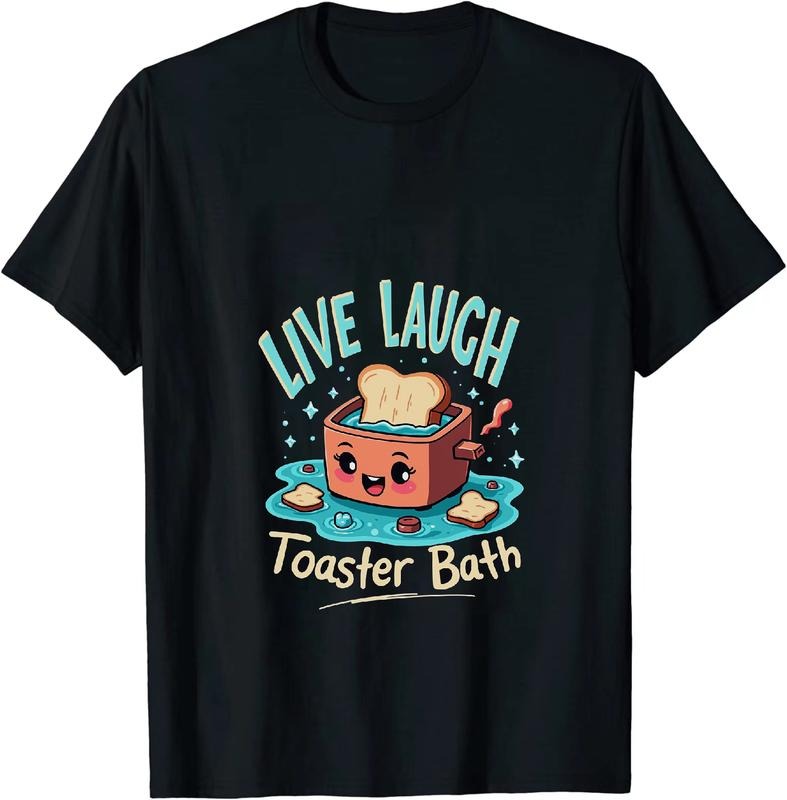 [100% Cotton] Happy Toaster Bath Time With Bread Slices Fun Graphic T-Shirt Hoodie, Sweatshirt | TeeBloomCo.com