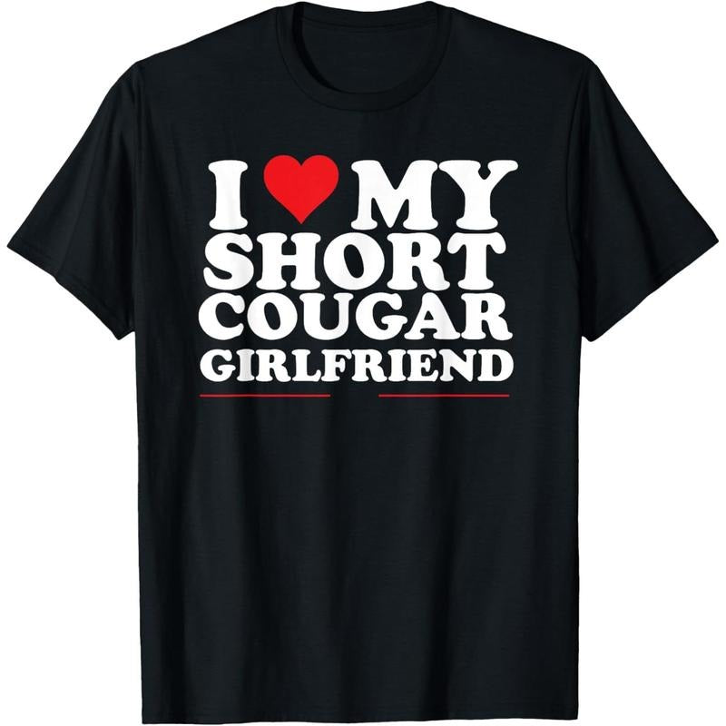 [100% Cotton] I Heart My Cougar GF T-Shirt Menswear Tshirt Man Streetwear Crewneck Casual Shortsleeve Top Hoodie, Sweatshirt