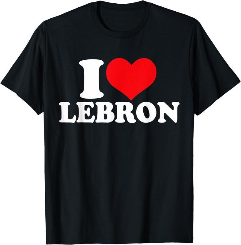 [100% Cotton] I Love Lebron, I Heart Lebron T-Shirt Graphic & Letter Print T-Shirt Slogan Tees Casual Menswear Unisex...