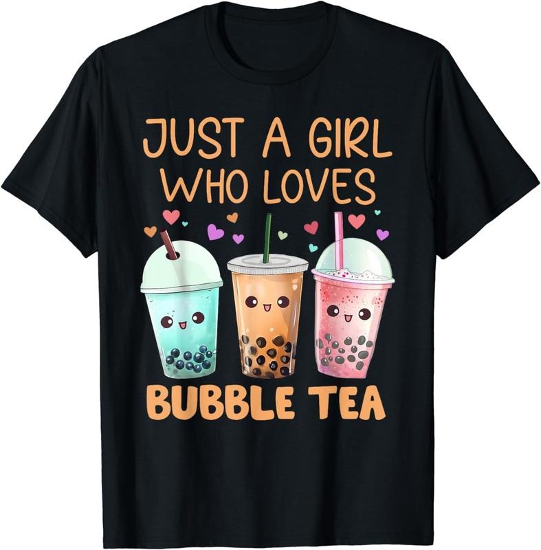 [100% Cotton] Just A Girl Who Loves Bubble Tea Cute Kawaii Boba Tea Girls T-Shirt Hoodie, Sweatshirt | TeeBloomCo.com