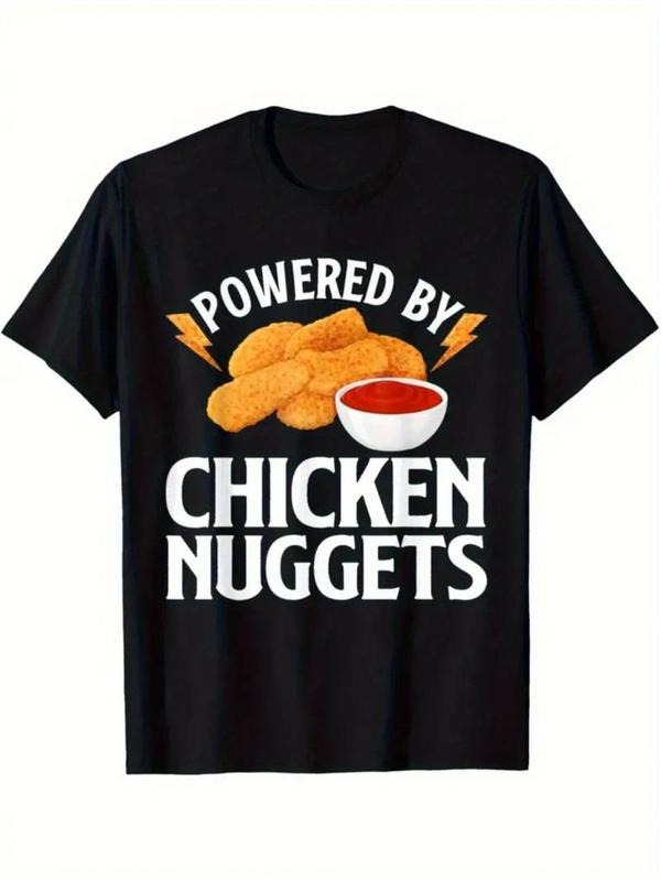 [100% Cotton] Men T-shirt With POWERED BY CHICKEN NUGGE Print, Round Neck men' Shirts Hoodie, Sweatshirt | TeeBloomCo.com