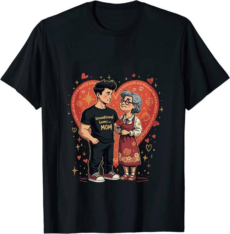 [100% Cotton] Strong Man And Sweet Grandma With Heart Design T-Shirt For Family Love Hoodie, Sweatshirt | TeeBloomCo.com