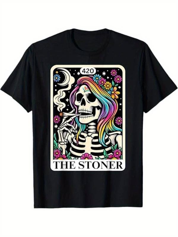 [100% Cotton] Tarot Card The Stoner Lover Skeleton 420 T-Shirt, 100% Cotton Hoodie, Sweatshirt | TeeBloomCo.com