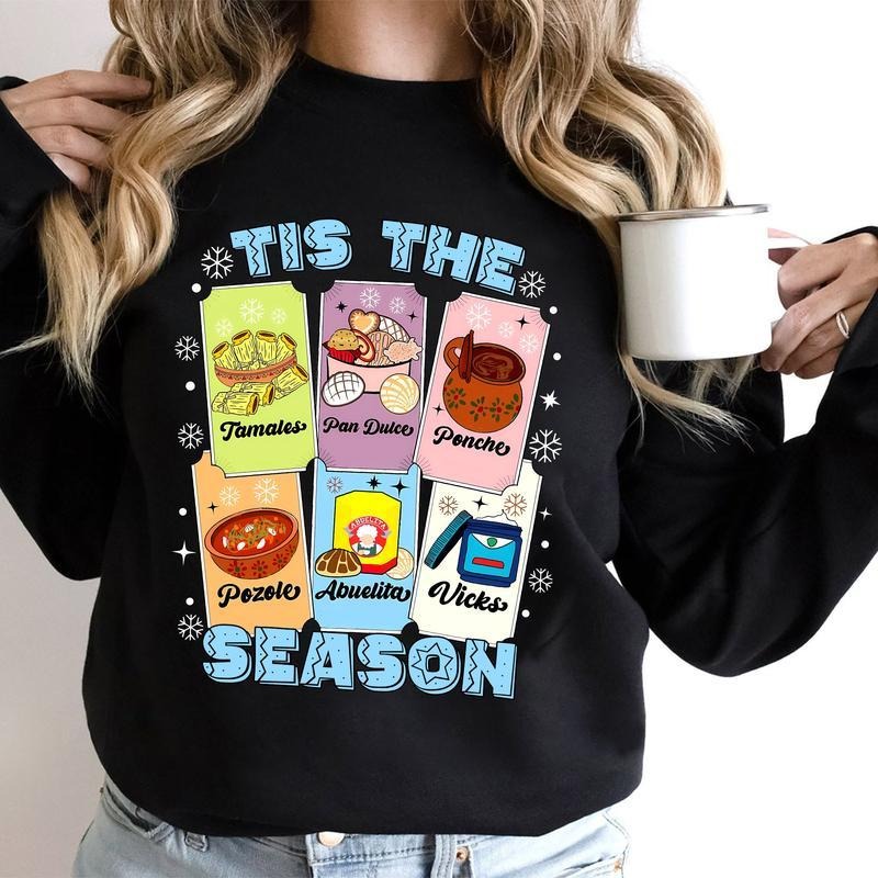 [100% Cotton] Tis The Season Xmas Card Mexican Christmas Pan Dulce Xmas T-Shirt Hoodie, Sweatshirt | TeeBloomCo.com