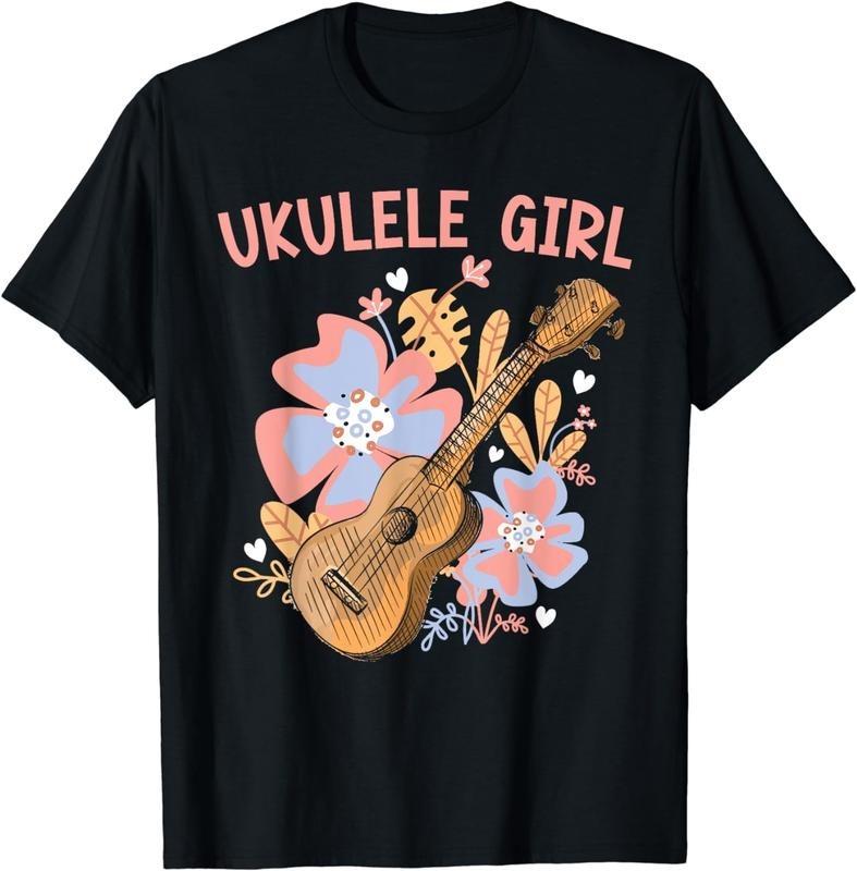 [100% Cotton] Ukulele Girl Flowers T-Shirt Hoodie, Sweatshirt | TeeBloomCo.com