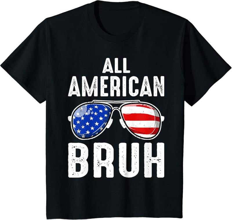 [100% Cotton]All American Bruh 4th Of July Boys Patriotic Teens Kids T-Shirt Hoodie, Sweatshirt | TeeBloomCo.com