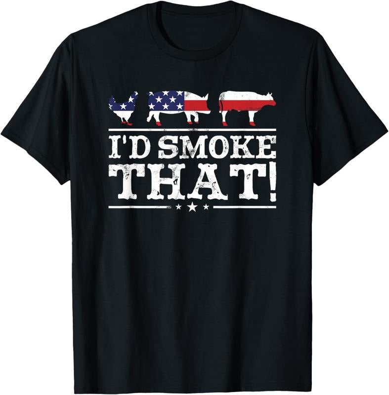 100% Cotton Funny BBQ Shirt I'd Smoke That Meat Pitmaster Grill Gift T-Shirt Hoodie, Sweatshirt | TeeBloomCo.com