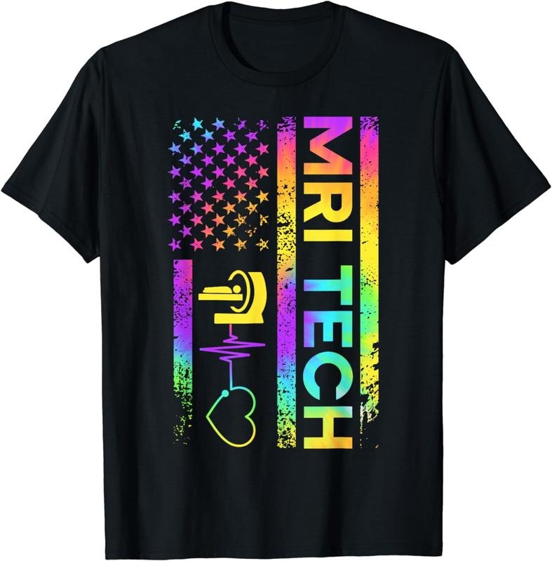 [100% Cotton]MRI Tech US Flag MRI Technologist MRI Tech T-Shirt