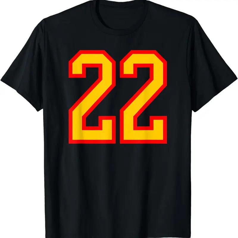 [100% Cotton]Number #22 Red Yellow Sports Jersey Birthday Lucky Number 22 T-Shirt Hoodie, Sweatshirt | TeeBloomCo.com