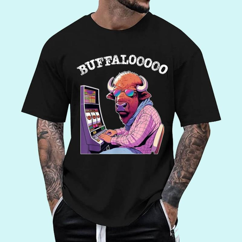 [100% Cotton Shirt] Lucky Buffalo Casino Slot Machine BUFFALOOOOO Gambling Unisex T-Shirt Hoodie, Sweatshirt | TeeBloomCo.com