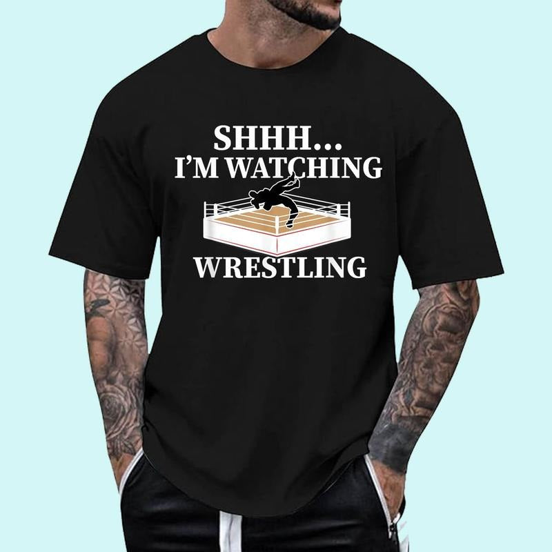 [100% Cotton Shirt] Shhh I_m Watching Wrestling Funny Wrestling Lover Gift Unisex T-Shirt Hoodie, Sweatshirt | TeeBloomCo.com