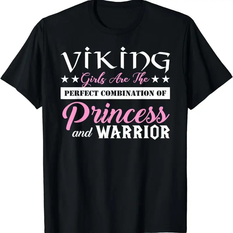 [100% Cotton]Viking Girls Combination Of Princess and Warrior T-Shirt Hoodie, Sweatshirt | TeeBloomCo.com