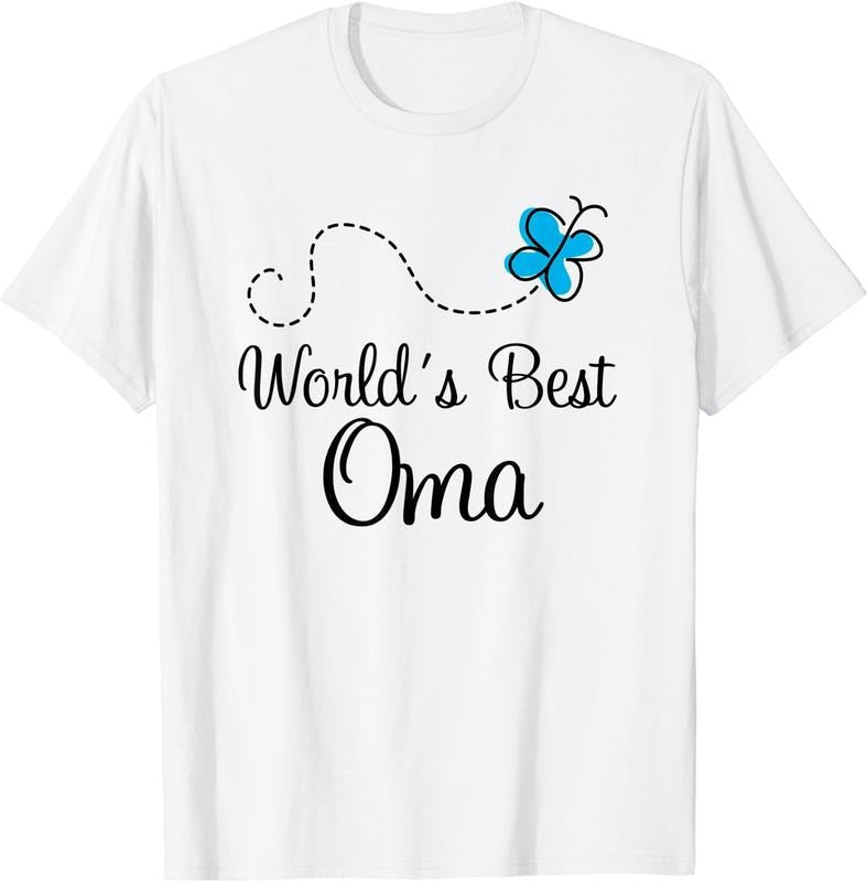 [100% Cotton]Worlds Best Oma T-shirt Grandma Butterfly Mothers Day White Hoodie, Sweatshirt | TeeBloomCo.com