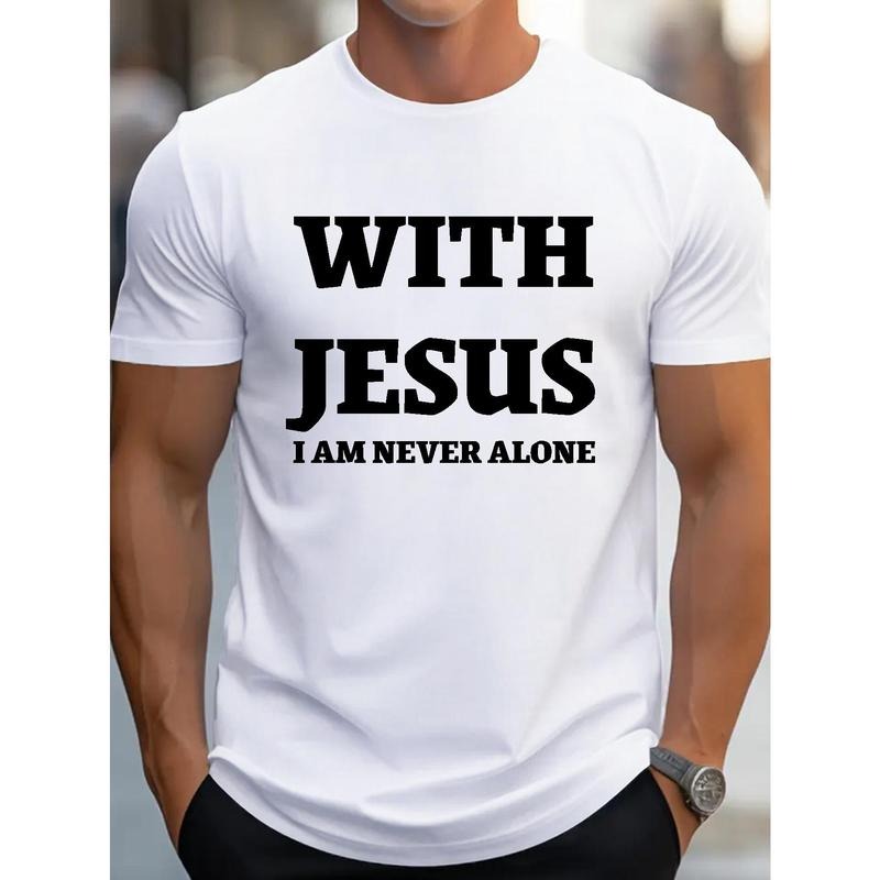 100% cotton T-shirt, JESUS letter printed T-shirt, men's T-shirt, casual short-sleeved casual T-shirt Made in USA Hoodie,...