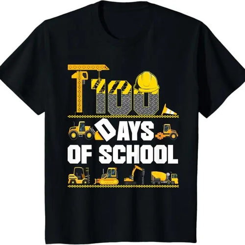 100 Day of School Shirt, 100 Days Of School Construction Vehicle Funny T-Shirt