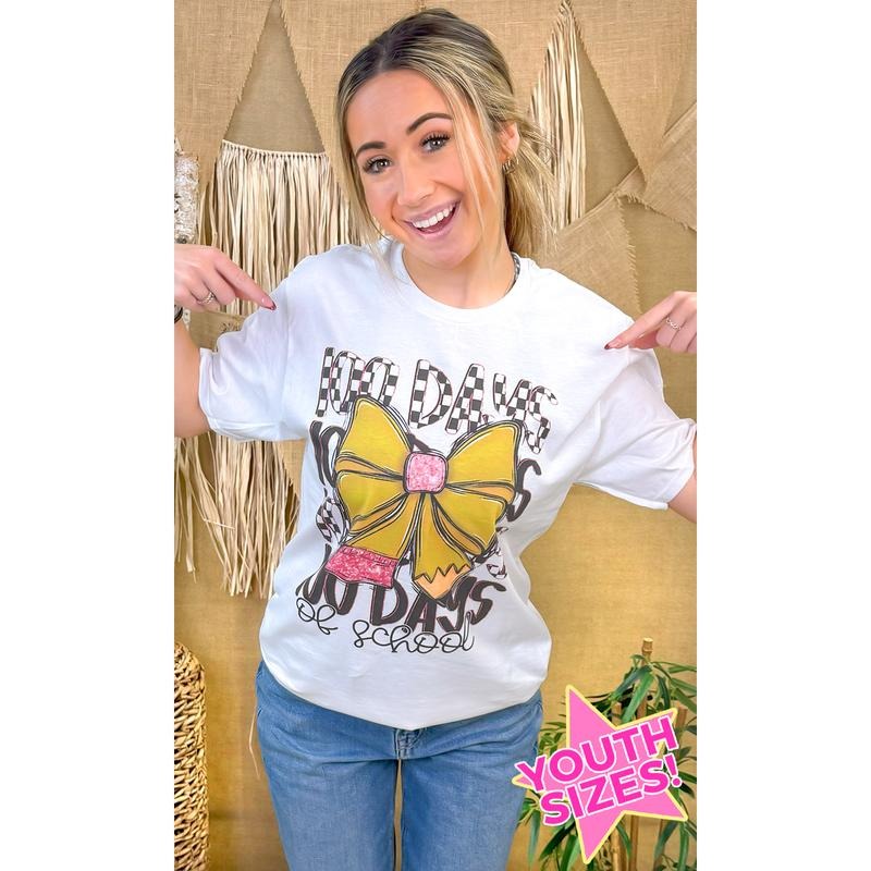 100 Days Checkerboard Pencil Teacher Graphic T-Shirt Hoodie, Sweatshirt | TeeBloomCo.com