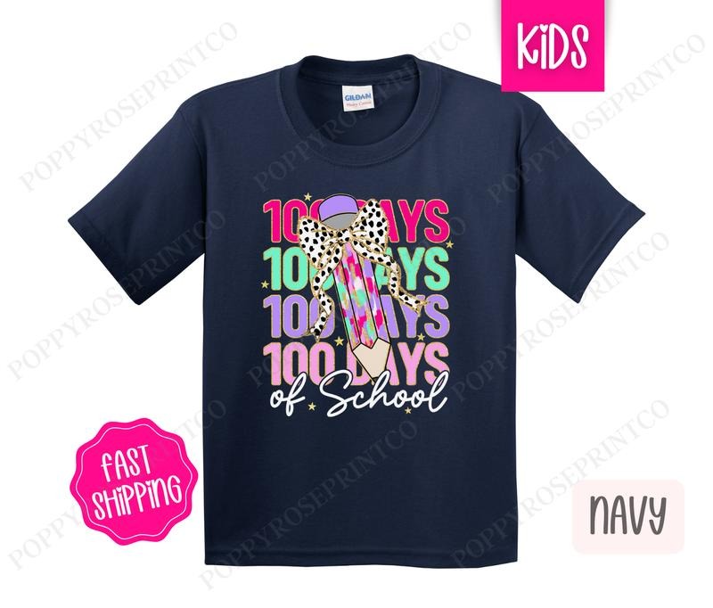 100 Days of School Kids Shirt - School Bow Children's Tshirt - Cute Youth Tee Gildan Hoodie, Sweatshirt | TeeBloomCo.com