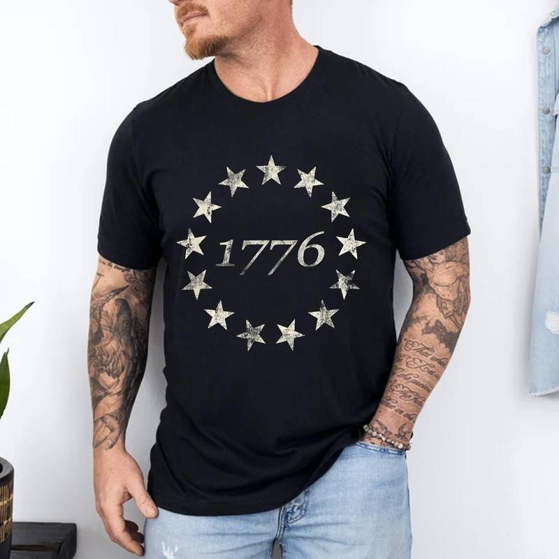13 Star Flag Betsy Ross Distressed American Flag 1776 T-Shirt | Unisex Cotton Tee, Short Sleeve, Size S-3XL Hoodie,...