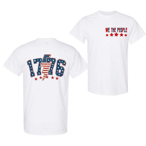 1776 T-Shirt, Colors Red white and Blue Shirt, Vintage USA Lightning Bolt Shirt, Summer Shirt, Oversized Tees, Boho...