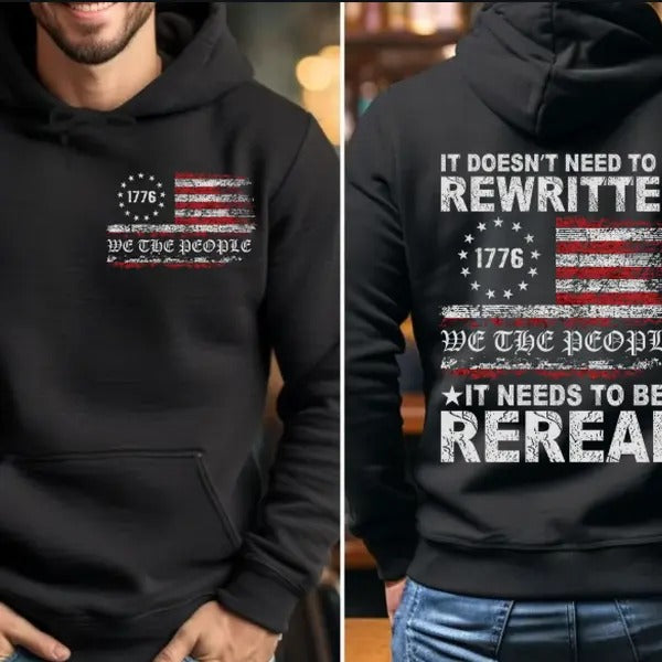 1776 We the People American Flag Front and Back Hoodie Fleece lined Sweatshirts T-Shirts | TeeBloomCo.com