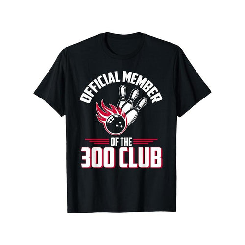 180G Pure Cotton Single-Sided Printed Round Collar Short-Sleeved T-Shirt Bowling 300 Shirt 300 Club Member Fun Bowling...