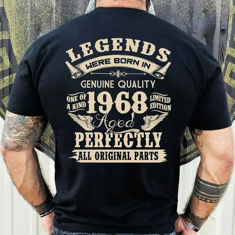 1968 Vintage Birthday Gift Shirt for Men - Legends Were Born in '68