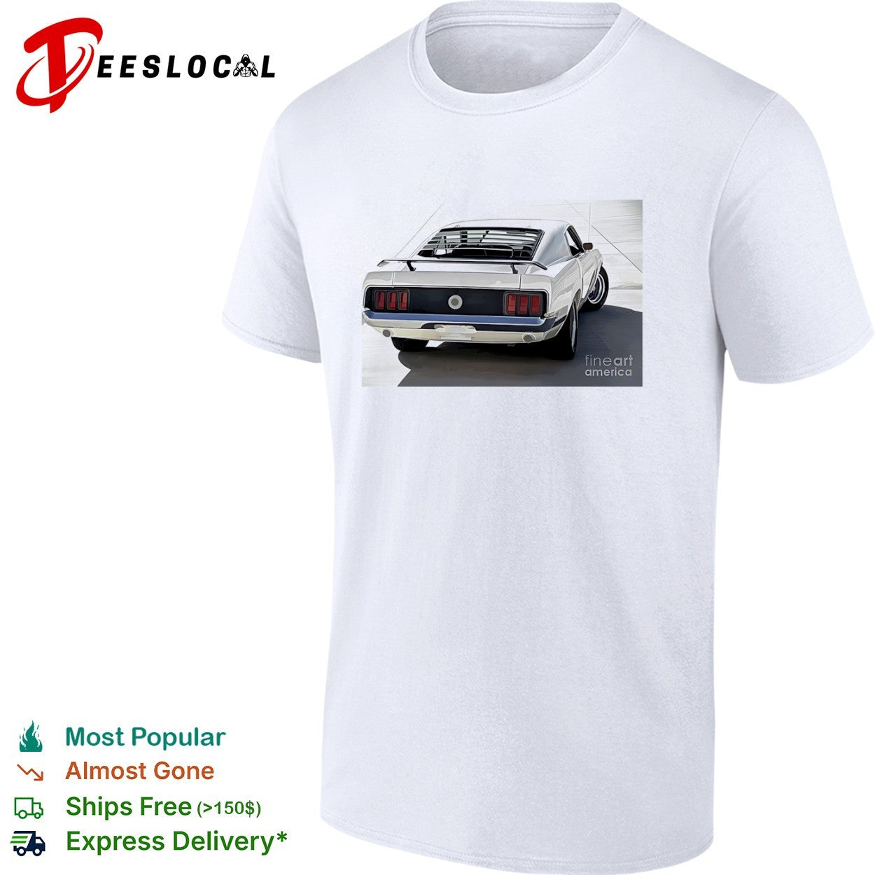 1969 Ford Mustang Fastback Classic Muscle Car Rear View shirt