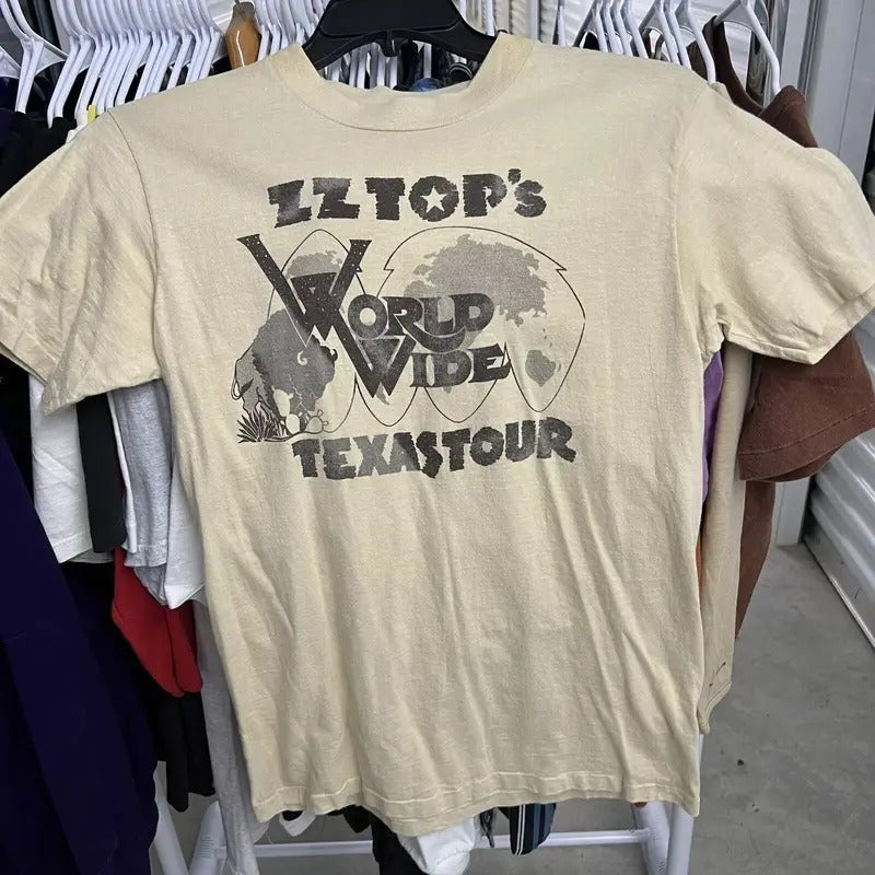 1976 ZZ Top Texas Tour Vintage Band Rock Tee Shirt 70s 1970s Menswear Underwear Hoodie, Sweatshirt | TeeBloomCo.com