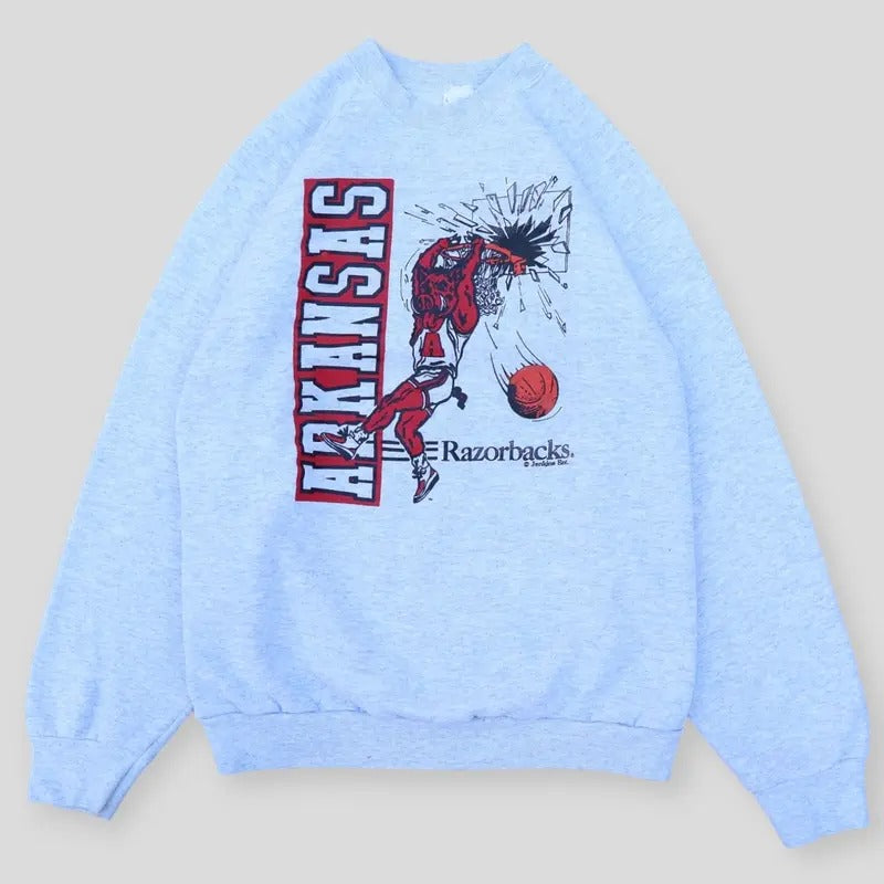 1993 Arkansas Razorbacks Shattered Backboard Crewneck Basic Sweatshirt Cotton T-Shirts, Hoodie | TeeBloomCo.com