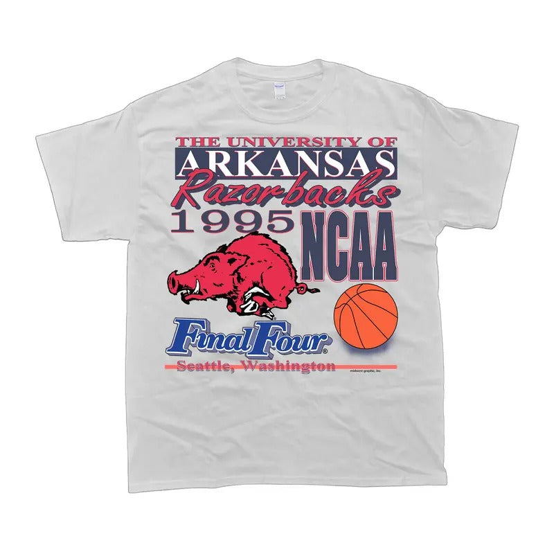 1995 NCAA Final-Four Arkansas Razorbacks Official T-Shirt, Sport Tee Classic Cotton Menswear Top Hoodie, Sweatshirt