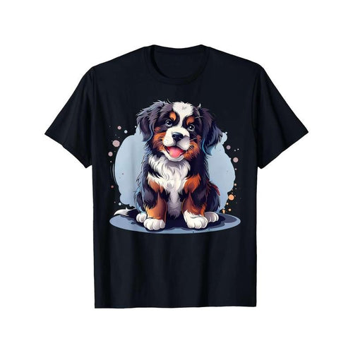 1pc Bernese Mountain Dog Puppy Graphic T-Shirt for Men, 100% Cotton Crew Neck Tee, Casual All-Season Knit Fabric made in...