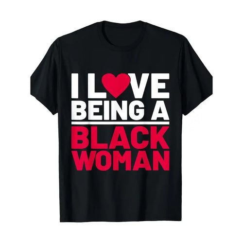 1pc Black Woman Pride T-Shirt- 100% Cotton, Short Sleeve, Round Neck, Casual Fit, Knit Fabric, Geometric Pattern, Unisex...