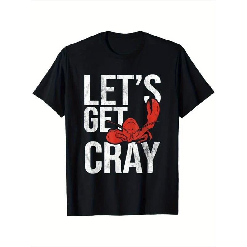 1pc Crayfish Graphic Tee - 100% Cotton Crew Neck T-Shirt, Casual All-Season Short Sleeve, Regular Fit Pullover for Adults...